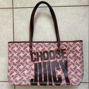 JUICY COUTURE "Choose Juicy" Coated Canvas Shoulder Tote Bag